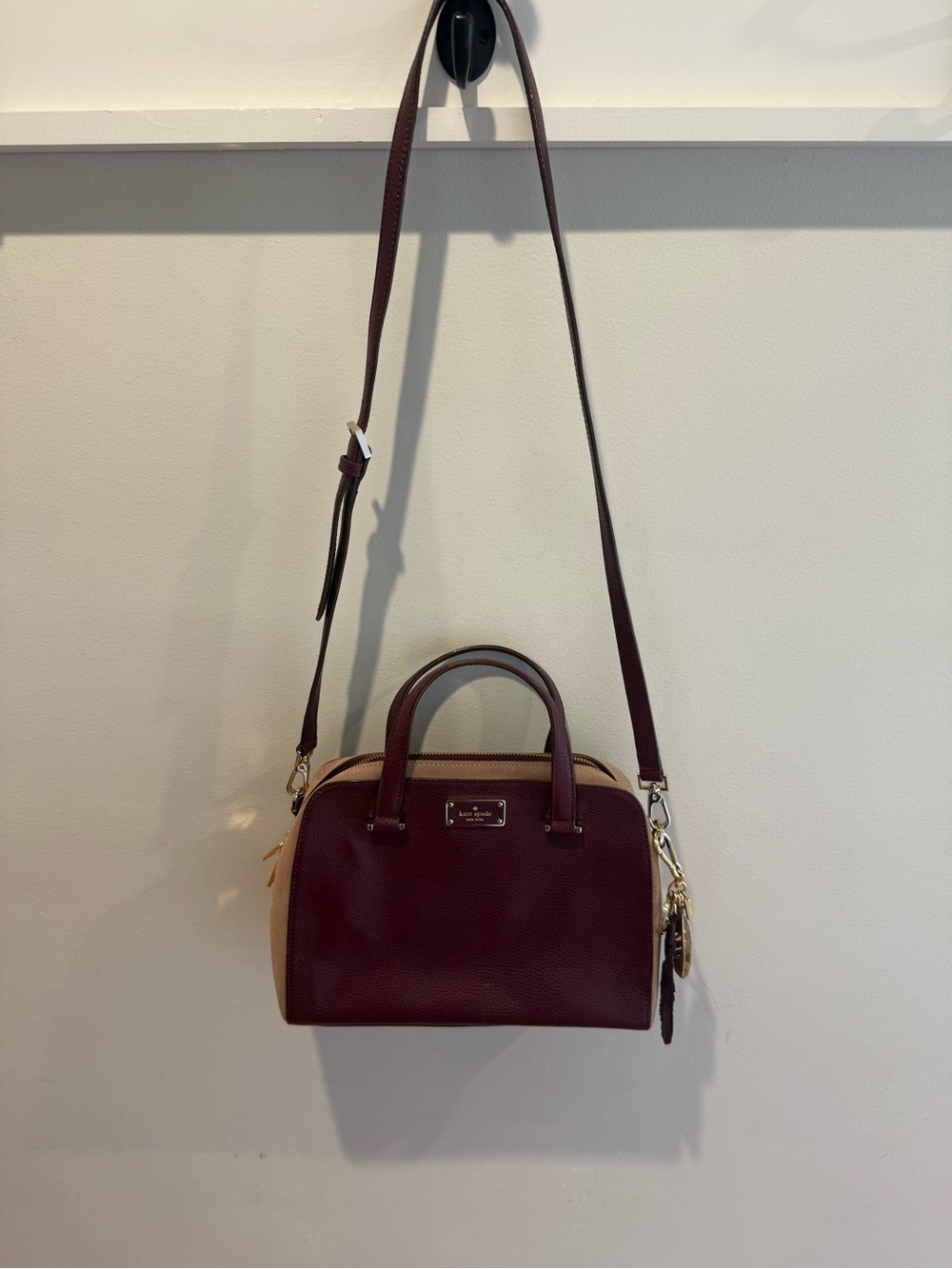 kate spade Burgundy and Cream Crossbody Satchel